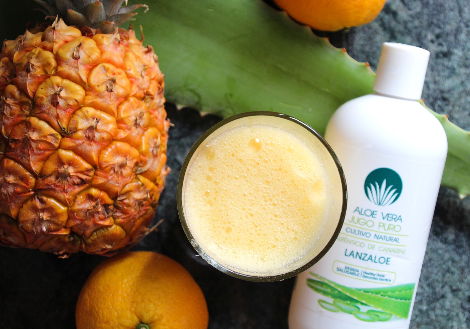 Pineapple and Aloe. Refreshing juice to purify the organism.